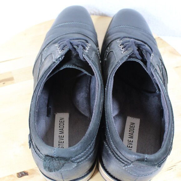Steve Madden Leather Cap Toe Oxford Mens 10.5 Black Dress Casual Shoe Kesslo - Picture 5 of 8